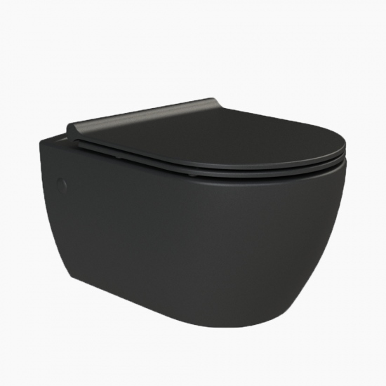 Λεκάνη Κρεμαστή με Μπιντέ Cerastyle City Rimless 019107-97 με Κάλυμμα Αντιβακτηριακό Slim Soft Close Πορσελάνης Μαύρη Ματ